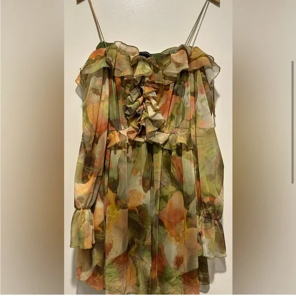 ❌SOLD❌ ZARA Ruffle Printed Tulle Dress - Picture 4 of 9